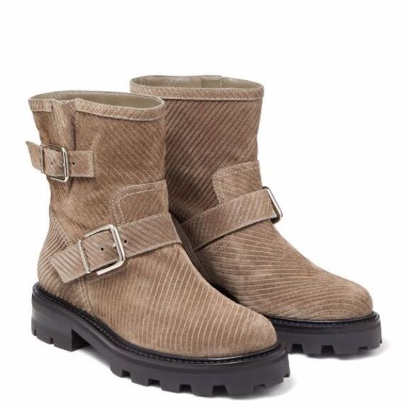 NEW Jimmy Choo Youth II Corduroy Suede Boots, Brown/Clay, New, Size 37.5 - Picture 2 of 14